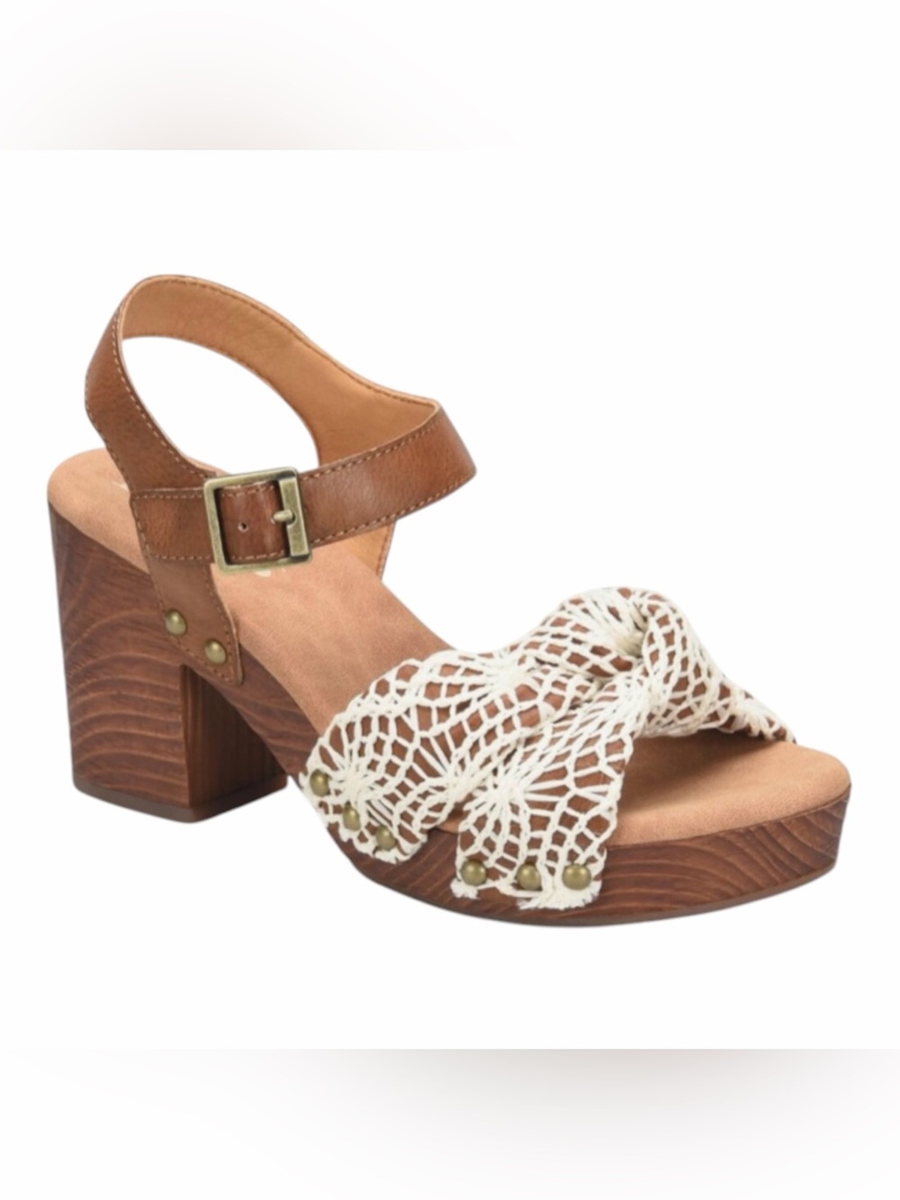 NEW KORKS Natalia Knot Sandal In Color TAN/ NAT CROCHET - Picture 1 of 9